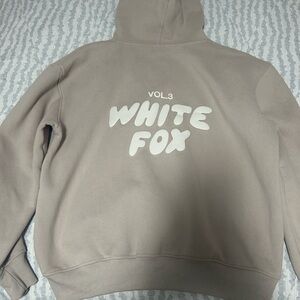 White Fox Hoodie in Taupe